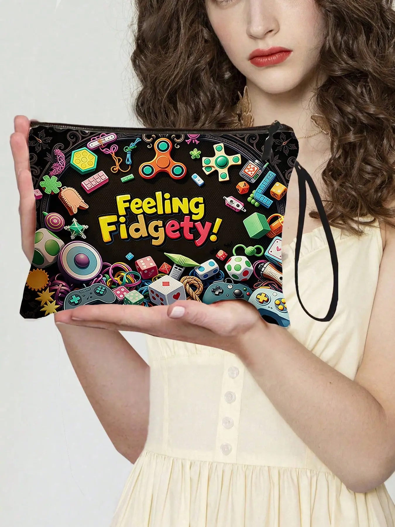 Fidget Spinner Cosmetic Bag for Sensory Needs, Travel Organizer, Holds Fidgets & Essentials, Unisex, All Seasons, Casual Style, Travel Cosmetic Bags