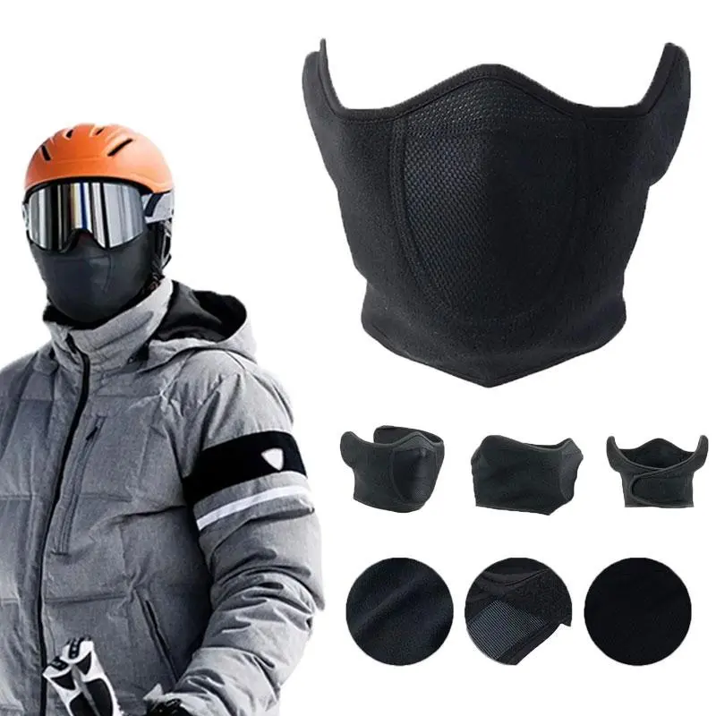 Fleece Balaclava Winter Face Cover, Breathable Cotton Mesh Half Mask and Neck Warmer for Men and Women, Versatile for Motorcycle Riding & Cycling, Neck Scarf, Biking, Unisex