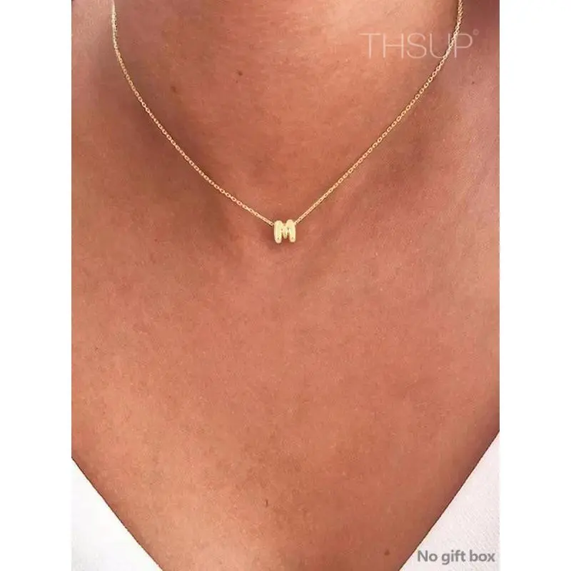 Personalized Bubble Initial Letter Pendant Necklace for Women, Stainless Steel Personalized Initials Jewelry for Party, Daily Clothing Decor, Trendy All-match & Exquisite Jewelry for Women for Birthday Gift, Modern Versatile Jewelry Gifts  THSUP