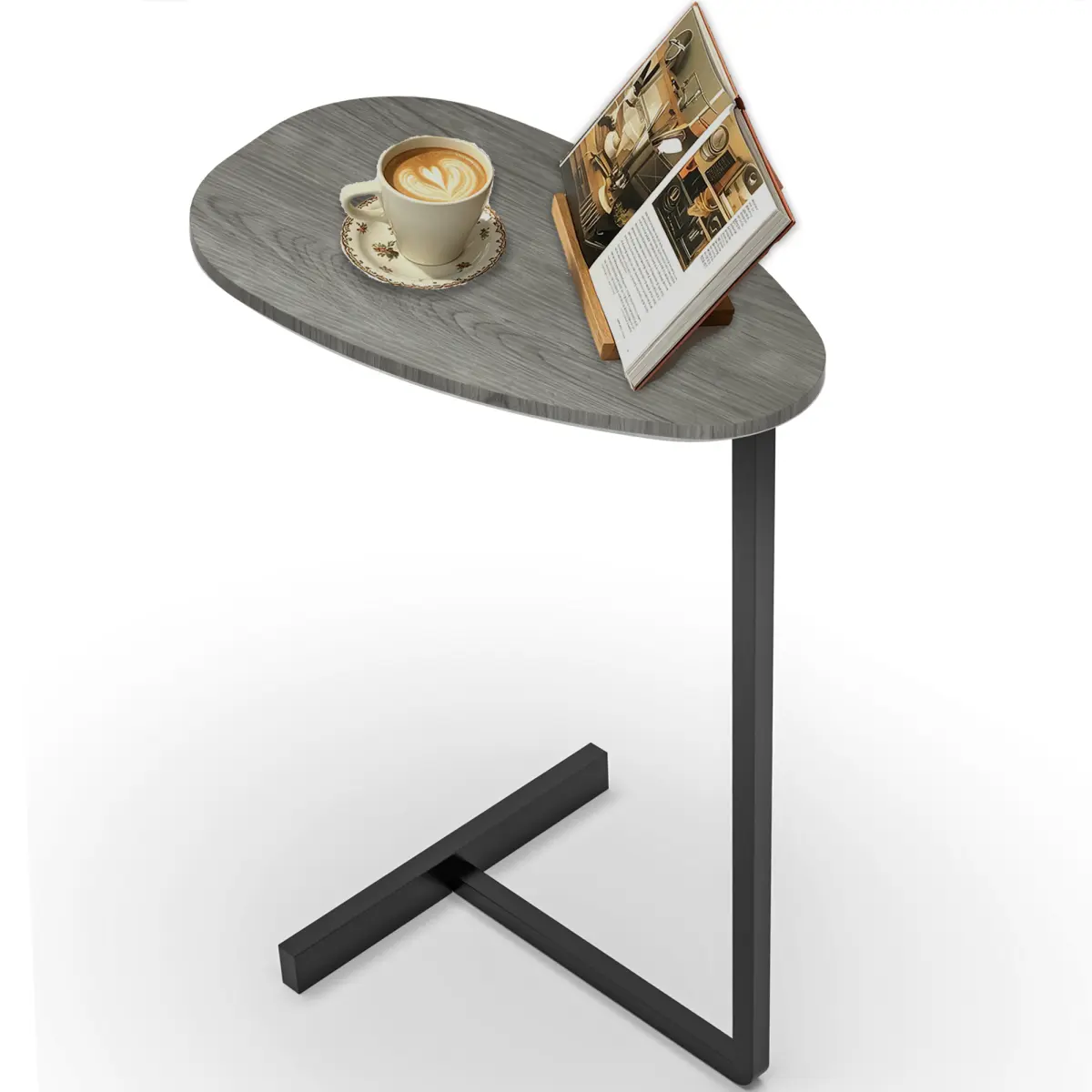 C‑Shaped Foldable Side End Table, Stable No‑Shake Portable Compact Desk, Space‑Saving Movable Design, Multi‑Purpose Computer Study Game Picnic Table for Bedroom Living Room Kitchen Office