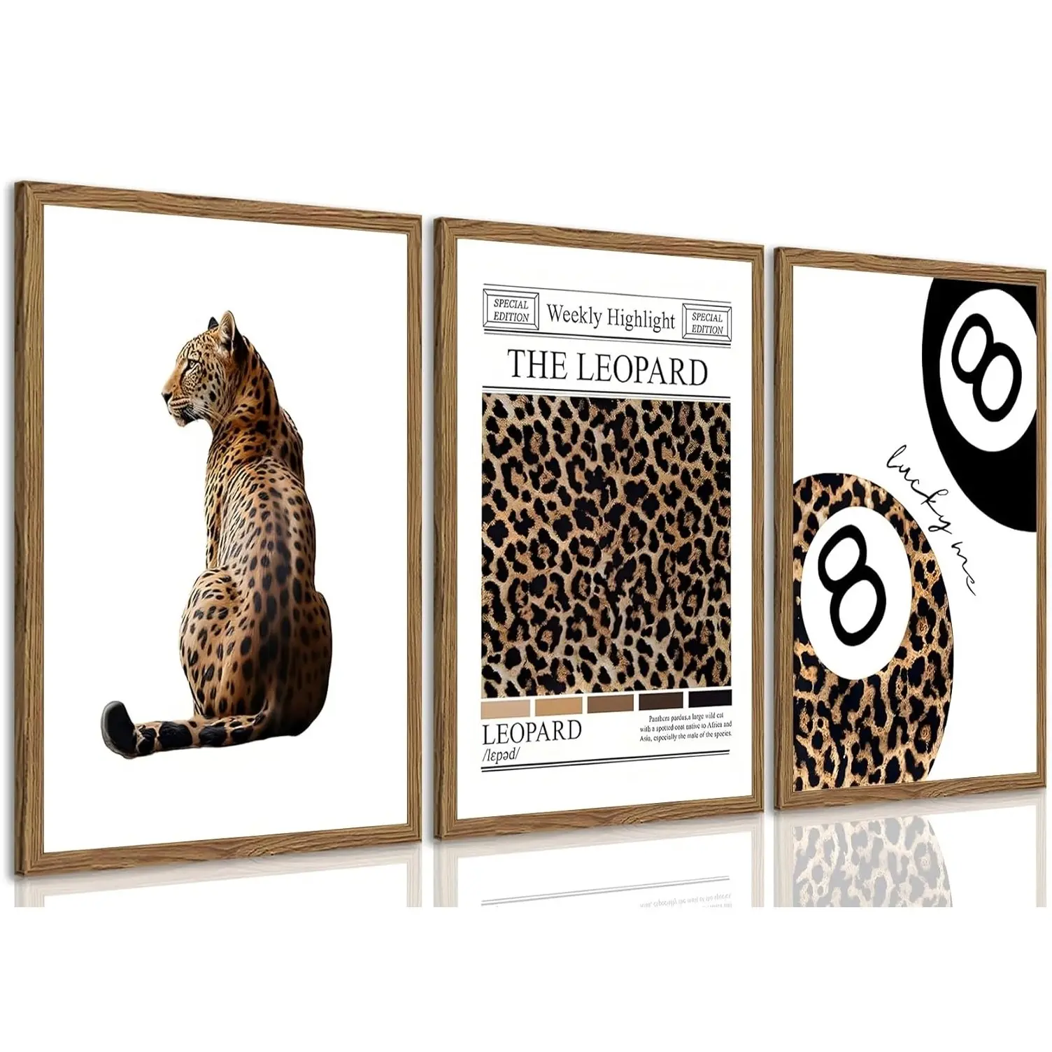 3pcs/set Unframed Vintage Leopard Cheetah Print Art Canvas Poster No.8 Auspicious Ball Paint YOU LOOK SO GOOD Quote Wall Art Prints For Home Decor Bedroom Pictures Wall Decor