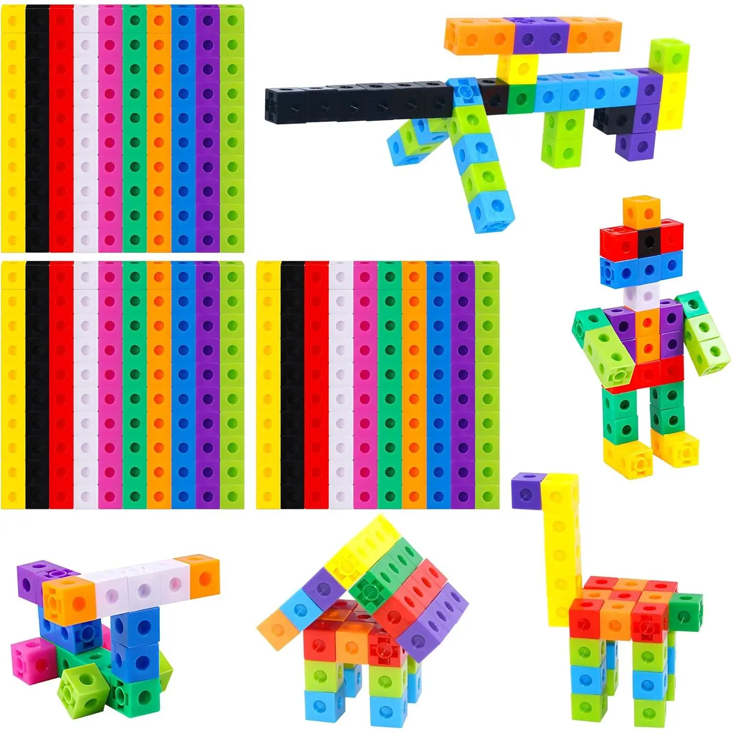 300PCS Math Linking Cubes, Math Cubes Manipulative Connecting and Counting Snap Blocks for Early Math and Construction, Educational Toy for Preschool, Kindergarten, Homeschoolfidget toys