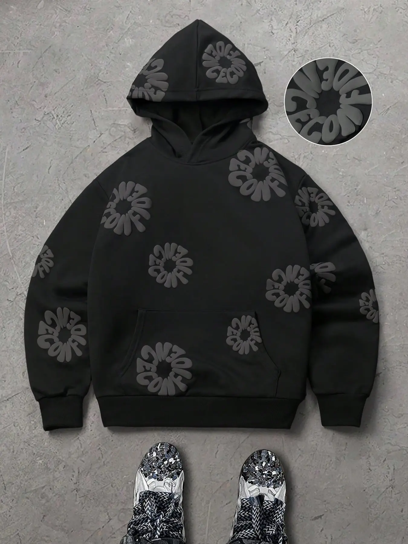 Men's Casual Hooded Sweatshirt, American High Street Block Letter Print, Perfect for Daily Wear, Fashionable and Versatile Top