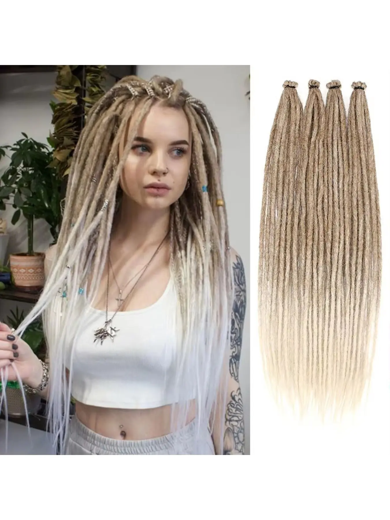 Synthetic Dreadlock Extensions, Crochet Weave Hair Extensions for Reggae, Hip-Hop, Halloween, and Christmas - Soft