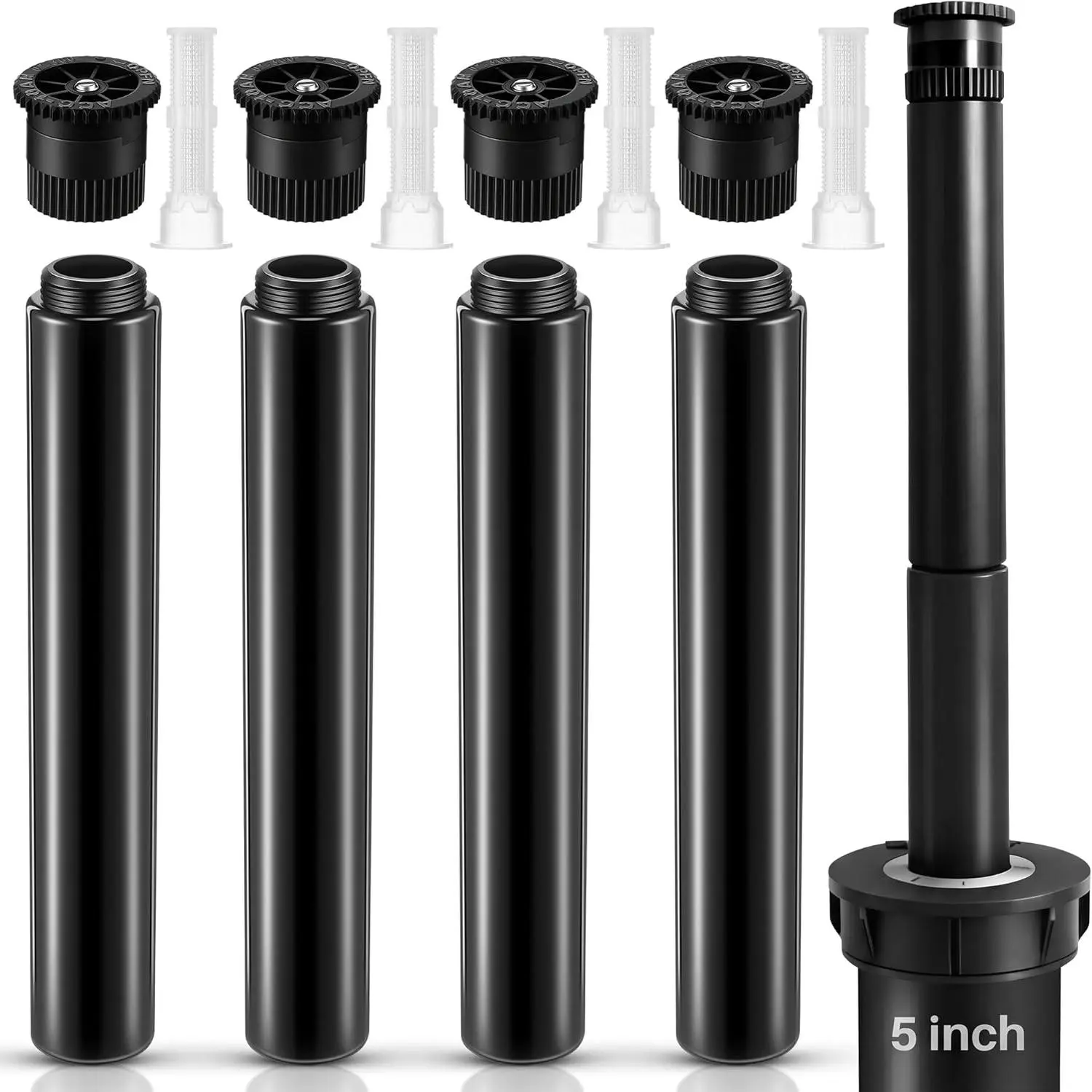 8 count Sprinkler Extension Riser Kit Compatible with Rain Bird 1800(5") | 4 count Popup Riser Extension with 4 count Adjustable  Nozzle,Sprinkier  Extender for Lawn Garden Yard lrrigation