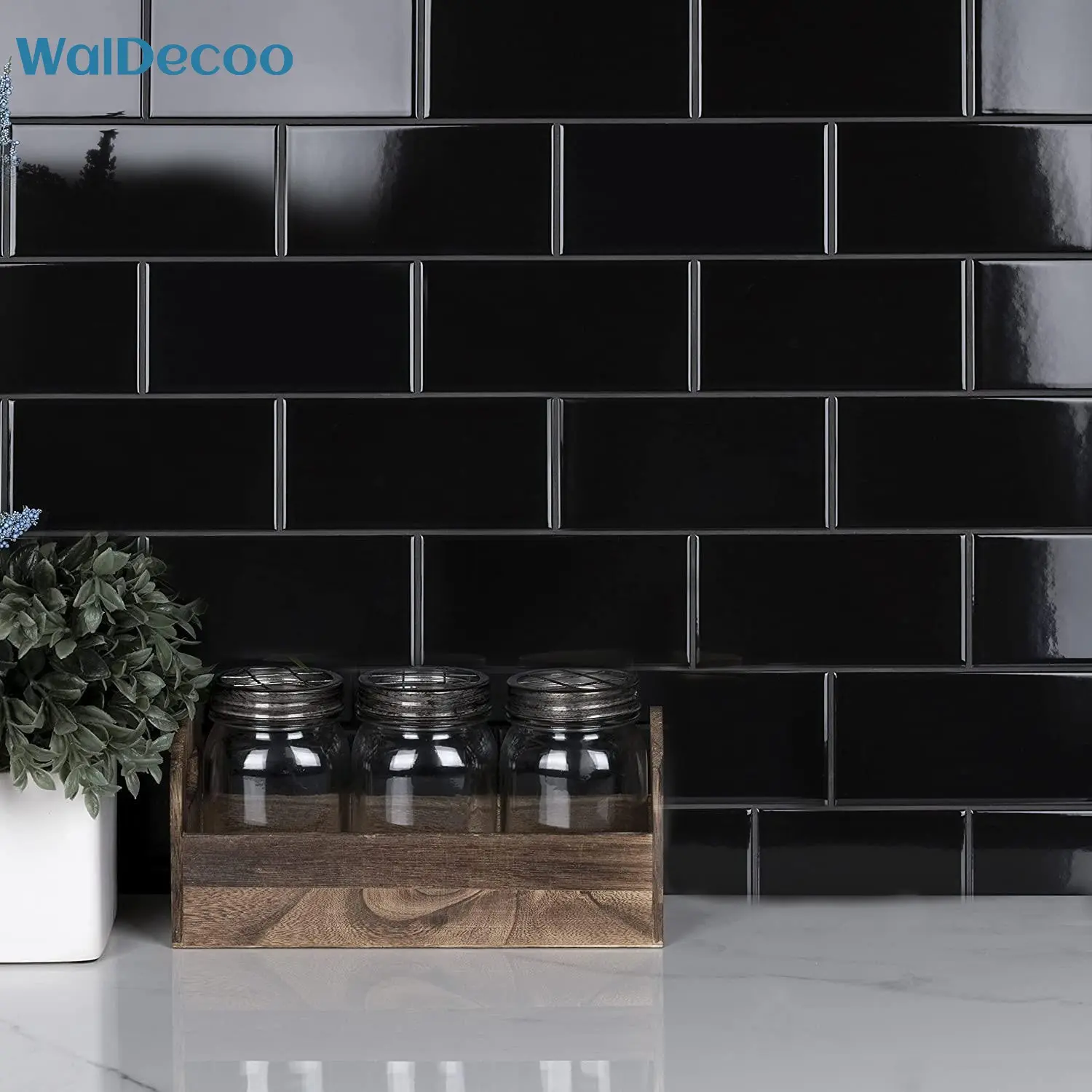 3D Classic Black Brick Pattern Wallpaper, Waterproof Oil-proof Self-adhesive Wallpaper, Decorative Wallpaper For Home Kitchen Living Room Interior Walls, Strong Adhesive Tile Stickers, Peel and Stick Square Wall Pannel Stickers For Home Wall Renovation