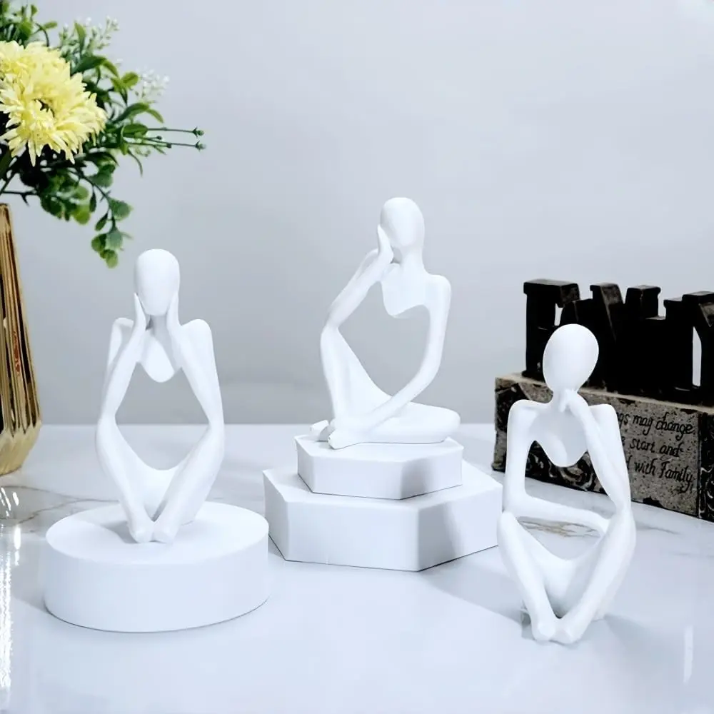 3-Piece Resin Abstract Art Sculpture Set, Luxury 3D Figure Decor for Living Room, Office, Bedroom, Coffee Shop, Gift Idea, Resin Ornament Set