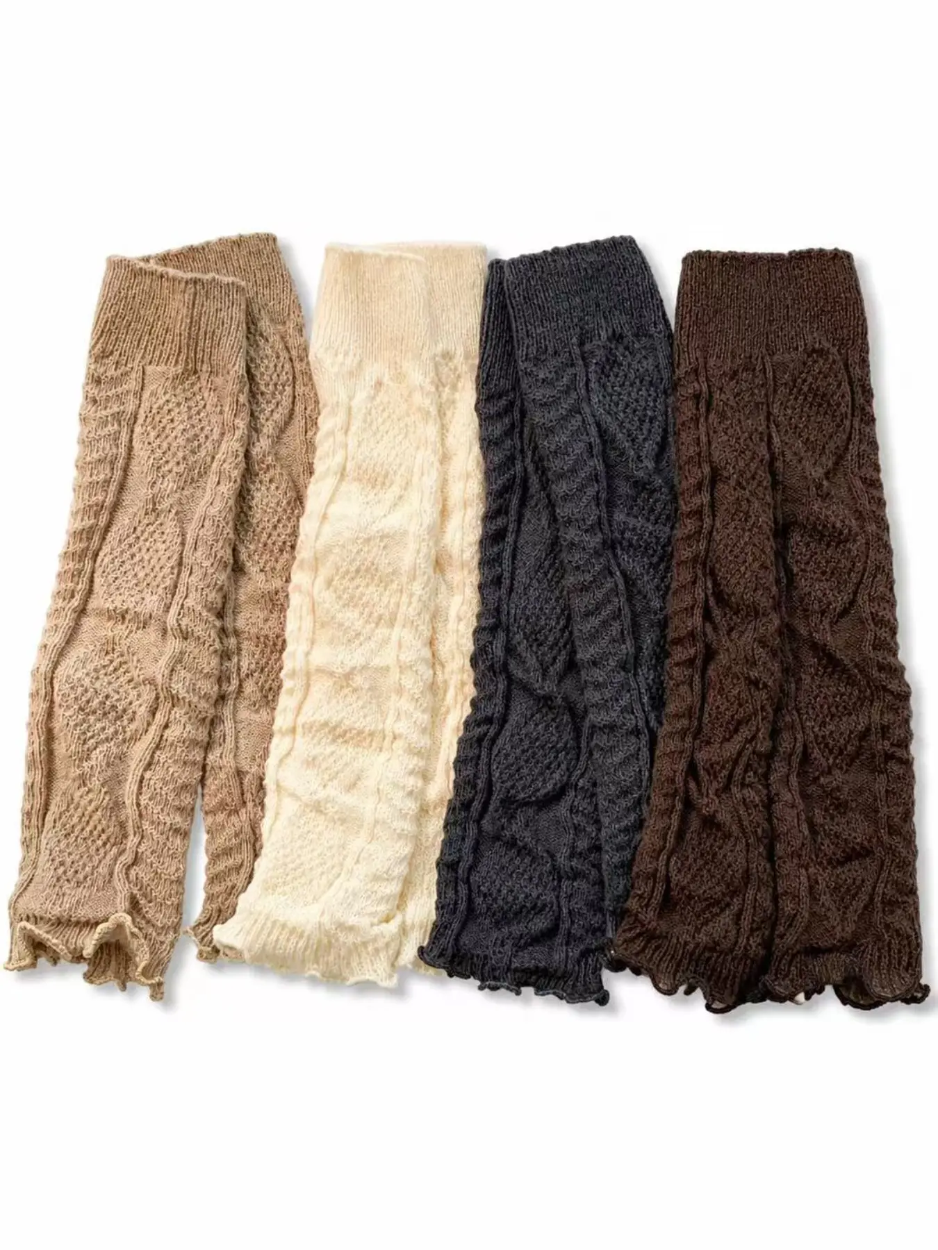 4 pairs of retro ribbed thigh-high socks in a Mead-inspired warm Christmas color scheme, perfect for women's daily wear in winter, Vintage