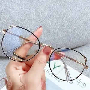 Female Cat Eye Finished Myopia Glasses Women Anti Blue Light Eyewear Student Computer Alloy Myopic Eye Eyeglasses Frames