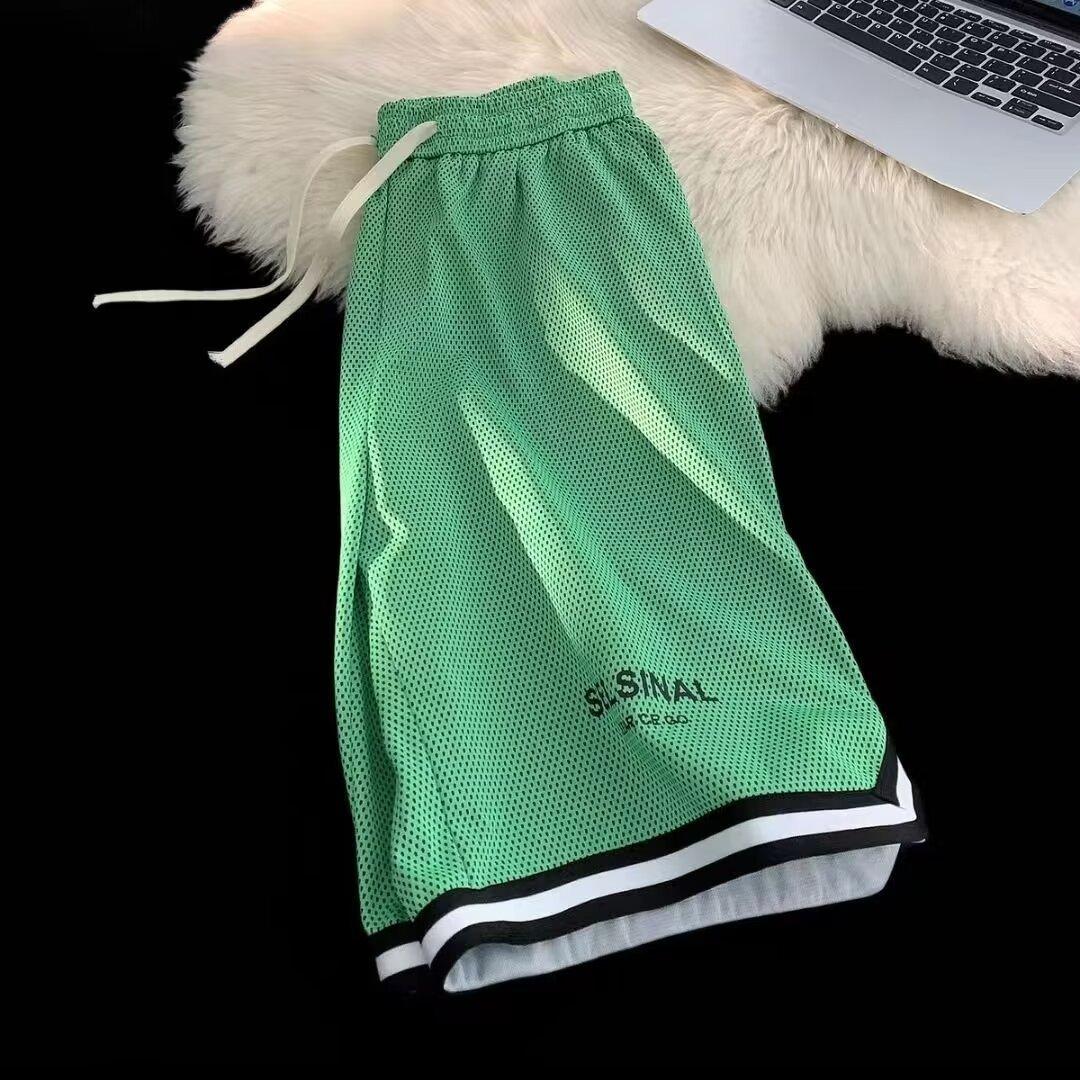 Men's Mesh Quick Dry Ice Silk Basketball Shorts - Summer Breathable Plus Size Sports 5-Inch Shorts for Fitness & Badminton