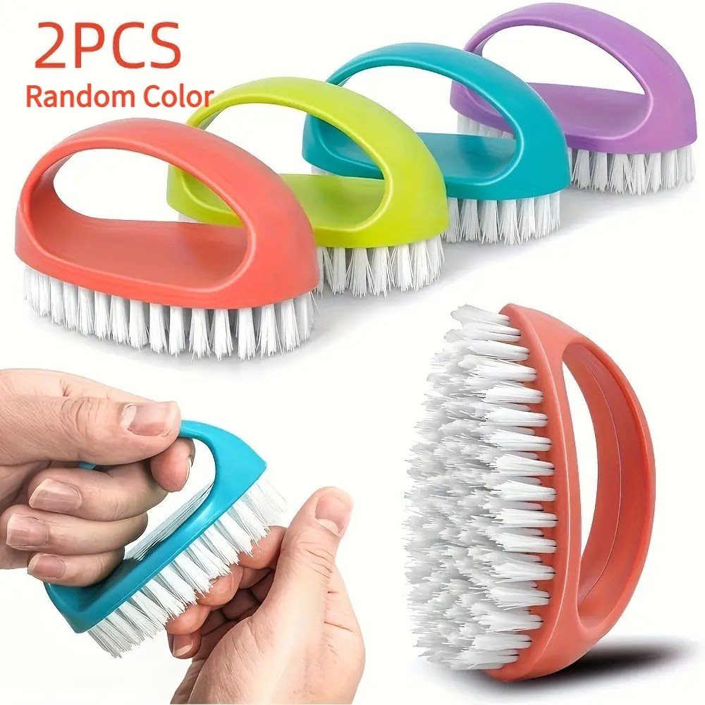 2-Pack Nail Brush Set, Random Colors, Durable PP Handle & Bristles, Deep Cleaning, Ideal for Mechanics, Gardeners, Men, Home Use