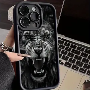 Full Body Shock Absorbing TPU Phone Case with Roaring Lion Pattern Suitable for 17 Pro Max 16 15 14 Plus 13 12 Mini 11 X XS Full Camera Protection Durable slim Silicone Cover