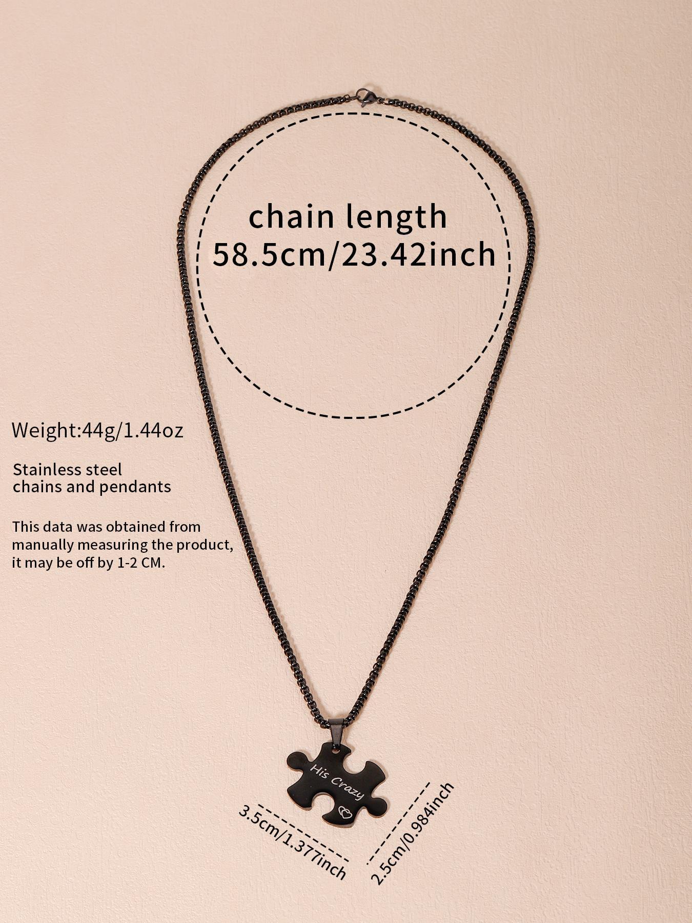 Couple Puzzle Design Pendant Necklace, Necklace Set, Stainless Steel Jewelry for Party, Daily Clothing Decor, Trendy All-match & Exquisite Jewelry for Birthday Gift