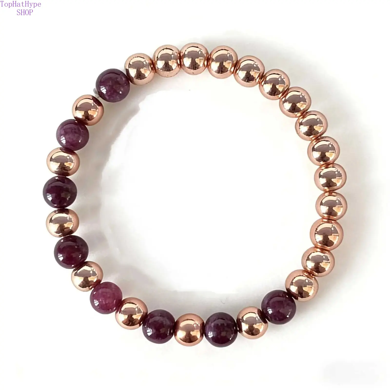 Copper & Garnet Bracelet for Women with Stylish Alternating Beads for Everyday Wear and Hormone Balance During Menopause, Adjustable Size