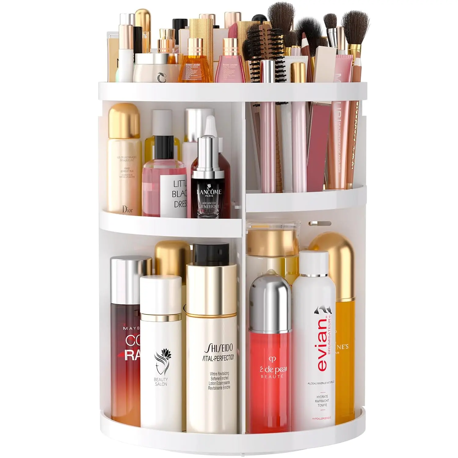 360 Large Rotating Makeup Organizer Countertop, Clear  Makeup Organizers, Organizador De Perfumes, 7 Layers Large Make Up Organizer, Huge Storage Fits for  and Bathroom (White, Small)
