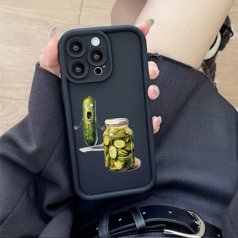 Phone case: Funny pickled cucumber creative pattern, new groove stepped mobile phone case, fun, simple and fashionable personality trend for men and women suitable for iPhone 17 E Air Pro ProMax iPhone16 15 14 Plus 13 12 Mini 11 X XS XR