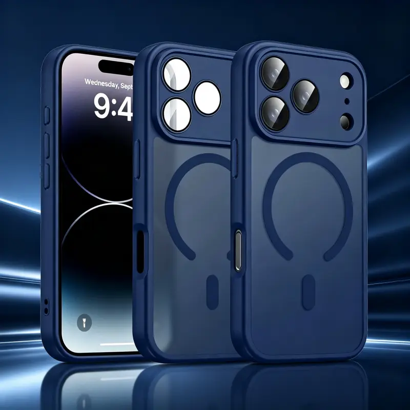 Protective 1-Piece Hard PC+TPU Magnetic Phone Case for iOS Users, Shockproof Matte Translucent Waterproof Cover, Custom Various Models Fit for iPhone 17 Air/16/15/14/13/12/11 Plus Pro Max, MagSafe Wireless Charger Compatible