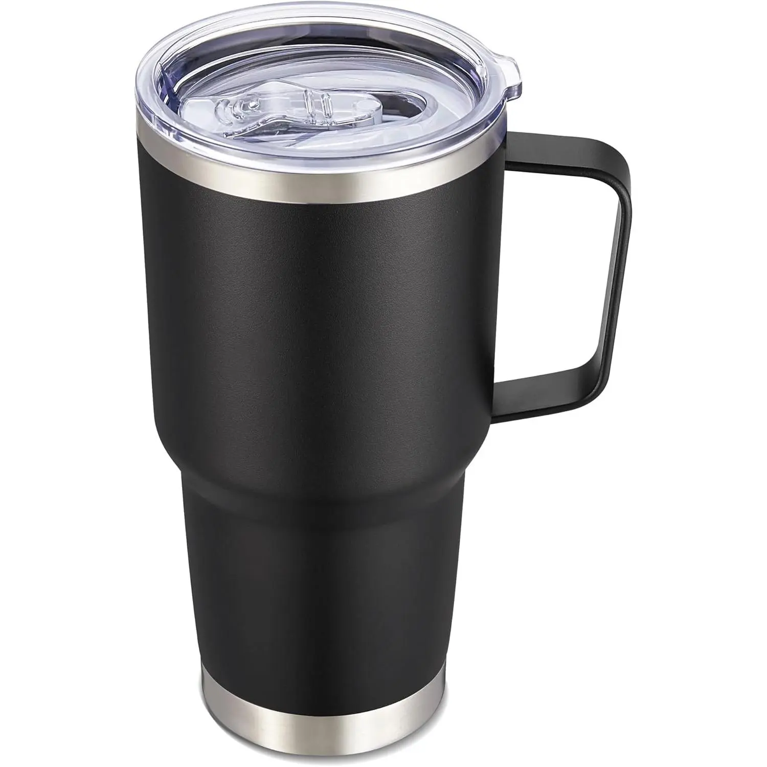 30 oz Tumbler with Handle and Lid, Stainless Steel Tumblers Double Wall Vacuum Insulated Travel Mug Leak Proof Cup Keep Drinks Cold and Hot Black, 1 Pack