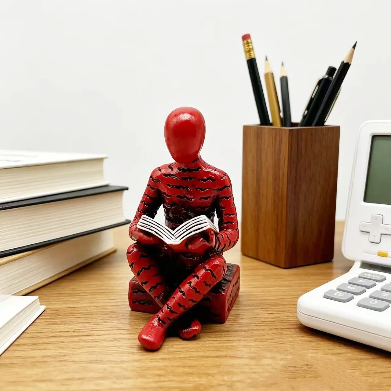 Abstract Reading Figure Statue, Desktop Decor for Study Room, Office Desk Ornament, Elegant Bookshelf Accent Piece