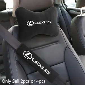 2/4pc Suede Car Seat Belt Cover, Safety Belt Shoulder Protection Pad, Seat Headrest for Lexus Es300 Rx330 Rx300 Gs300 Is250 Is200 Ct200h Nx Rx