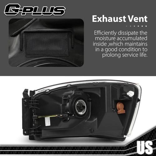 Fit For 2006-2008 Dodge Ram 1500/2006-2009 Ram 2500 3500 Clear Black Headlights