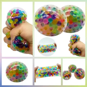 The Rainbow Bead Pressure Reducing Ball Squishy Fidget Toys Funny Stress Reliever Reduce Pressure Prop for Childrens and Adults