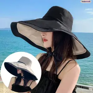 Women's UV Protection Bucket Hat, Large 18cm Wide Brim Face-Covering Sun Hat, Full Coverage Sunscreen Cap, Breathable Lightweight Design, Viral Summer Outdoor Essential for Travel, Beach, Hiking & Gardening