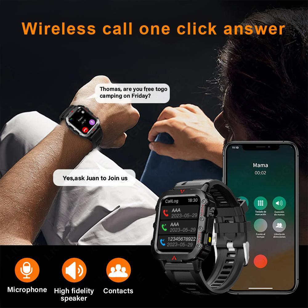 Multifunctional Smart Watch, Fashion Digital Watch with LED Flashlight, Sports Watch with Wireless Call & Weather Forcast for iOS & Android, Wearable