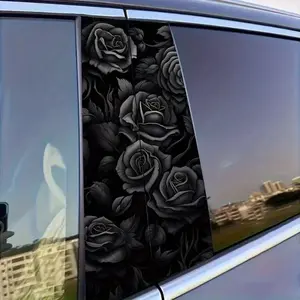 2PCS Rose Car Stickers – Elegant Self-Adhesive Vinyl Decals for Vehicle Exterior & Pillar Decoration