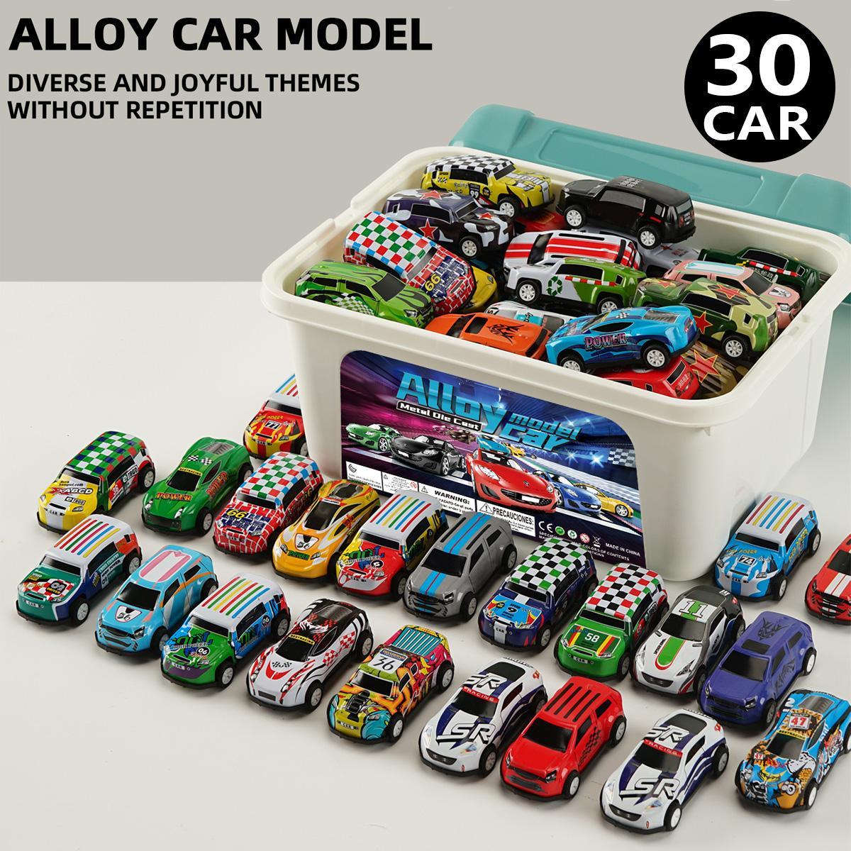 Random Car Toy with Storage Box, 30pcs/box Pull Back Car Toy, Classic Car Model Toy, Mini Toys Race Cars, Racing Car Model, Birthday Gifts,Boys & Men gifts