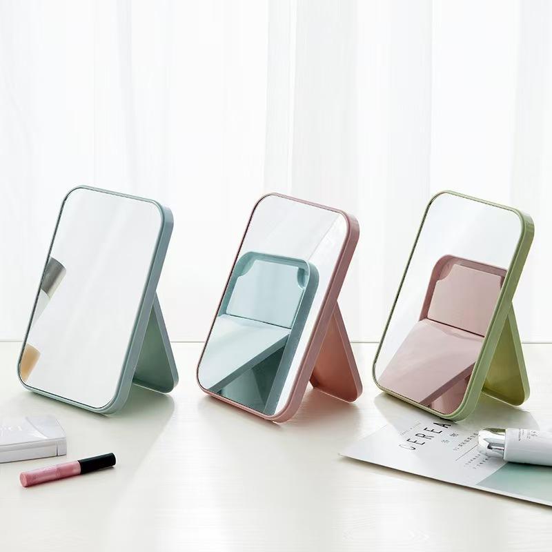 1pc desktop folding makeup mirror portable student dormitory desktop hanging small mirror dressing mirror portable mirror Foldable Makeup Mirror