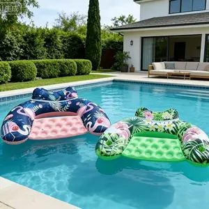 U-Shaped Inflatable Pool Float with Cup Holder, PVC Water Lounger for Summer Beach & Pool Parties, Floating Buoy for Adults & Party Lovers, Pool Floaties