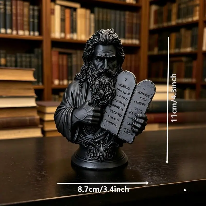 4.3 Inch Moses Holding Ten Commandments Sculpture, Home Decor Item, Ideal Gift for Religious Holidays, Office Move, Career Promotion