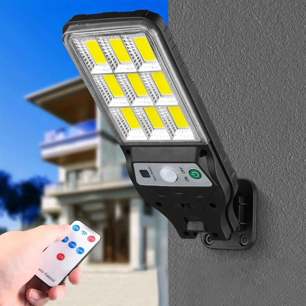 Solar Powered Outdoor Light, Motion-Sensor Outdoor Wall Light, Solar Street Lamp, Street Light with Remote Control 3 Modes for Yard, Garden, Street, Fence, Gazebo, Solar Lights Outdoor