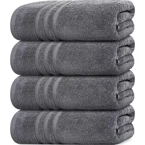 Pack of 4 Soft Bath Towels, 100% Cotton, 27 x 54 Inches, Lightweight & Quick-Dry, Ideal for Daily Bathroom Use, Practical & Comfortable, Dark Grey