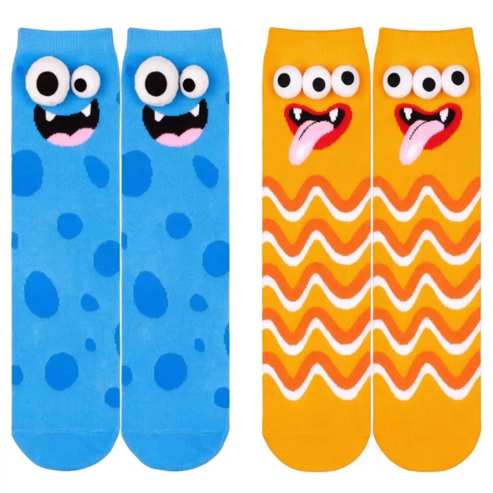 1/2 Pack Funny Novelty Monster Crew Socks, Whimsical 3D Pop-Up Eyes Hosiery, Fun Gift for White Elephant & Holiday Exchange, Quirky Footwear for Crazy Sock Day & Daily Casual Wear