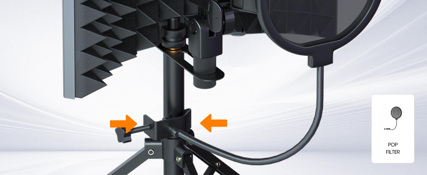Studio Recording Microphone Isolation Shield with Pop Filter and Metal Tripod Stand, Studio Mic to PC Laptop Smartphone, Music Microphone for Recording Singing Podcasting