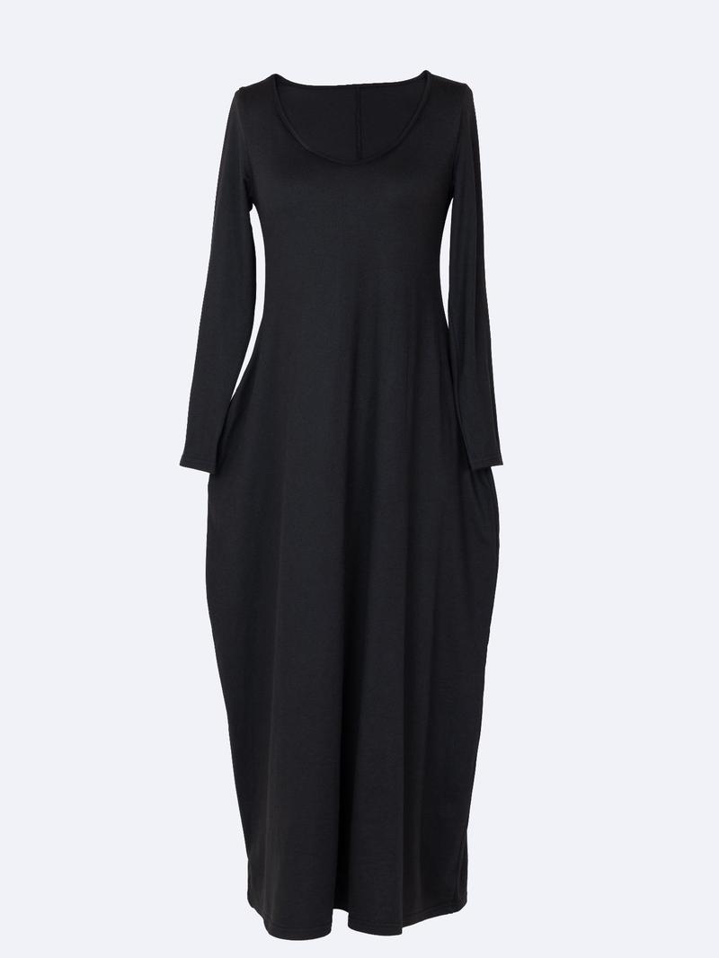 Women's Long Coffee Leopard Print Home Dress, Round Neck Long Sleeve Pocket Sleepwear, Soft Fabric All Seasons Casual Style