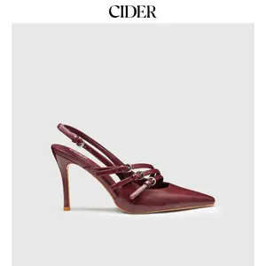 Cider [3 colors, size 36-41] Buckle-embellished Slingback  Pointed Toe Heels