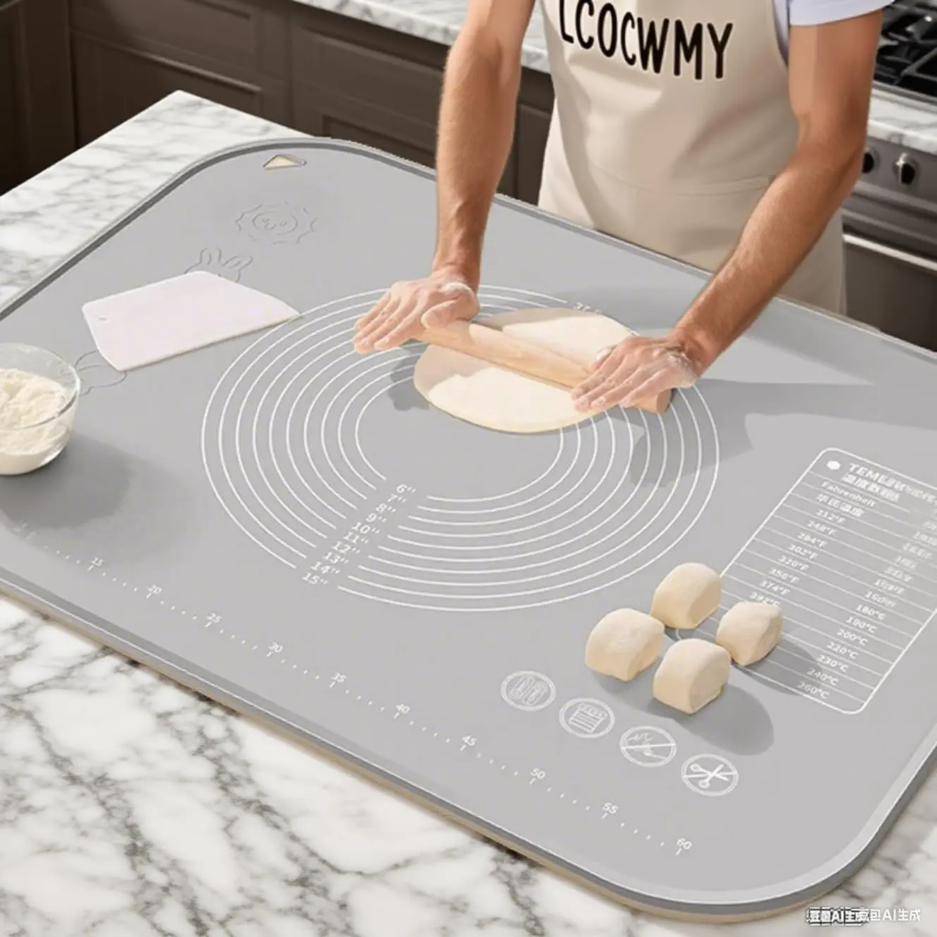 Silicone Baking Mat 31"L x 24"W Silicone Baking Mat with Raised Lip, Ideal for Making Pastries, Bread, Cookies, Pizza, Fondant, Pasta