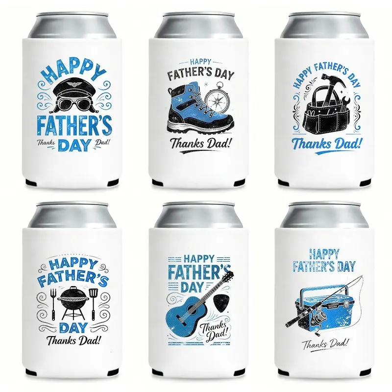 "Happy Father's Day – Thanks Dad!" Insulated Can Cooler Koozie with Thermo coolers – Funny Koozies for Party & Father's Day Celebrations, Great Can Koozie for 12 oz Cans, Perfect Koozies for Cans as Heartfelt Yet Hilarious Funny Gifts for Dads, and Summer