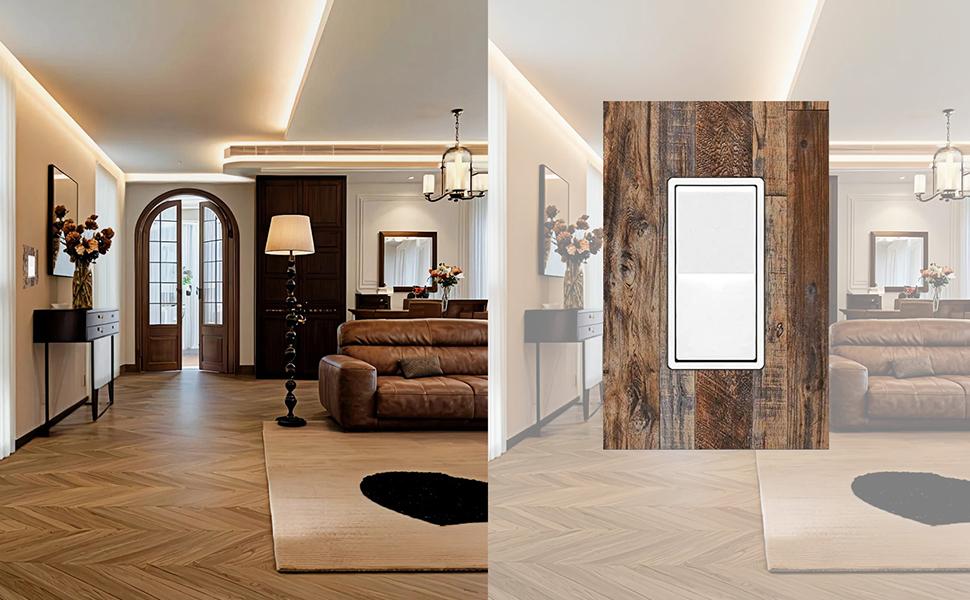Rustic Brown Wood Grain Decorative Light Switch Cover 1 Gang Single Toggle Switch Wall Cover Device Faceplate for Bedroom 5 X 3 IN