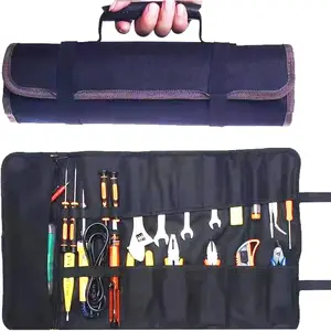 23 Pocket Tool Roll Up Bag for Wrenches & Spanners - Heavy Duty Oxford Organizer Pouch with Elastic Loops & Zipper Pocket, Portable Mechanic Storage Case for    Kit