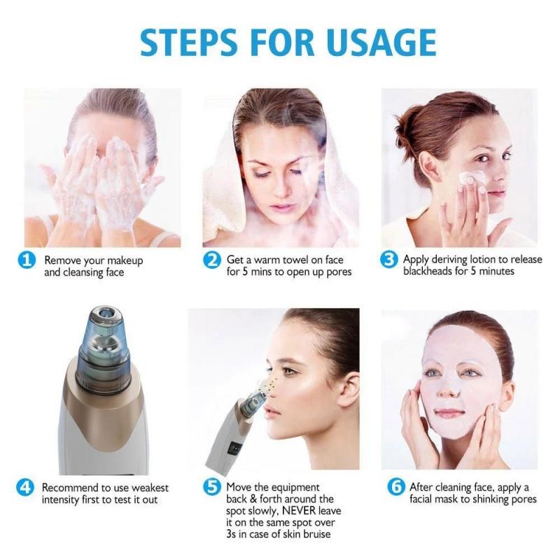 Electric Blackhead Remover, Rechargeable Blackhead Extractor, 3 Levels Adjustable Suction Power, Suction Head, Facial Skin Care Tool, Comfort