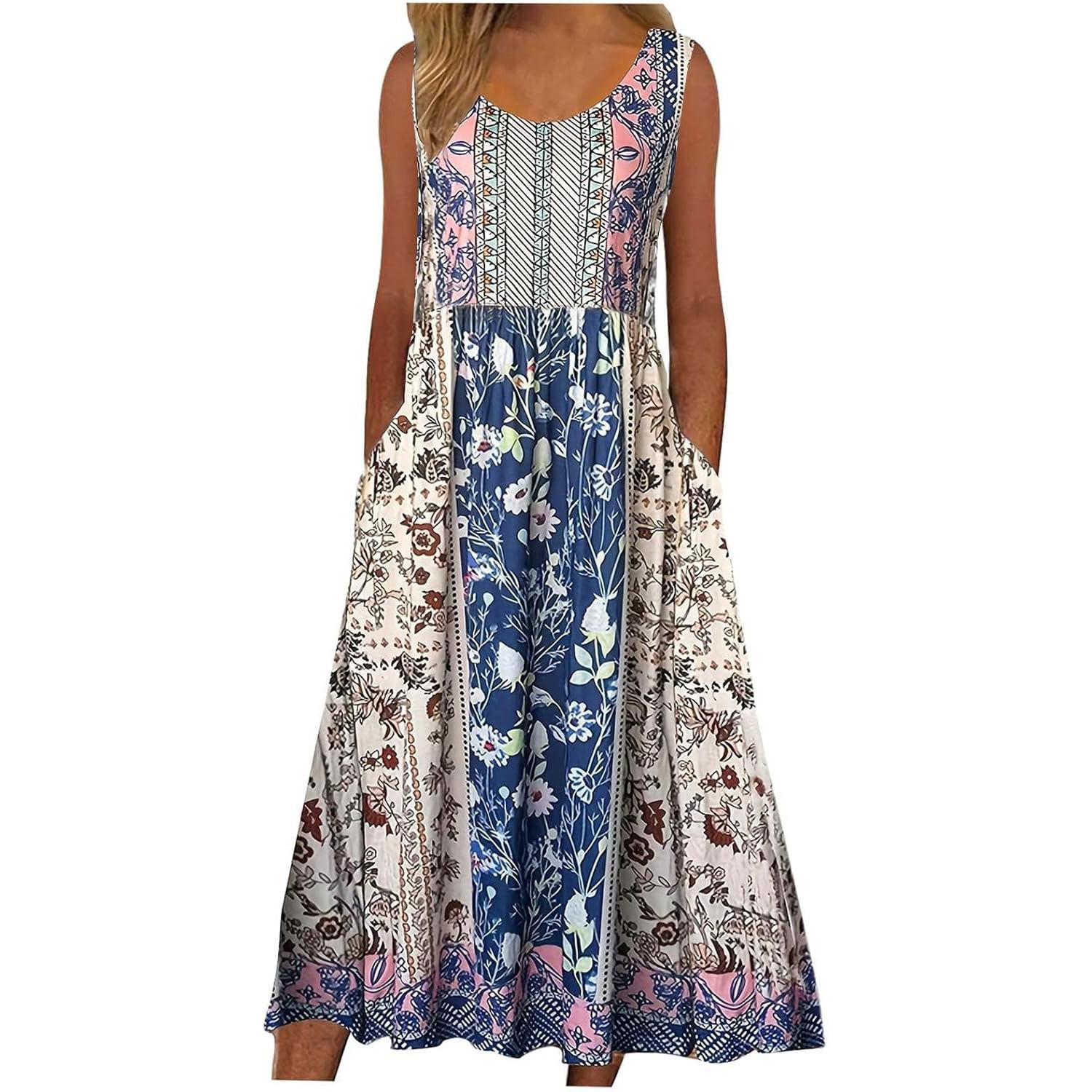 Europe and the United States 2026 spring and summer new print sleeveless pullover dress women casual plus-size dress