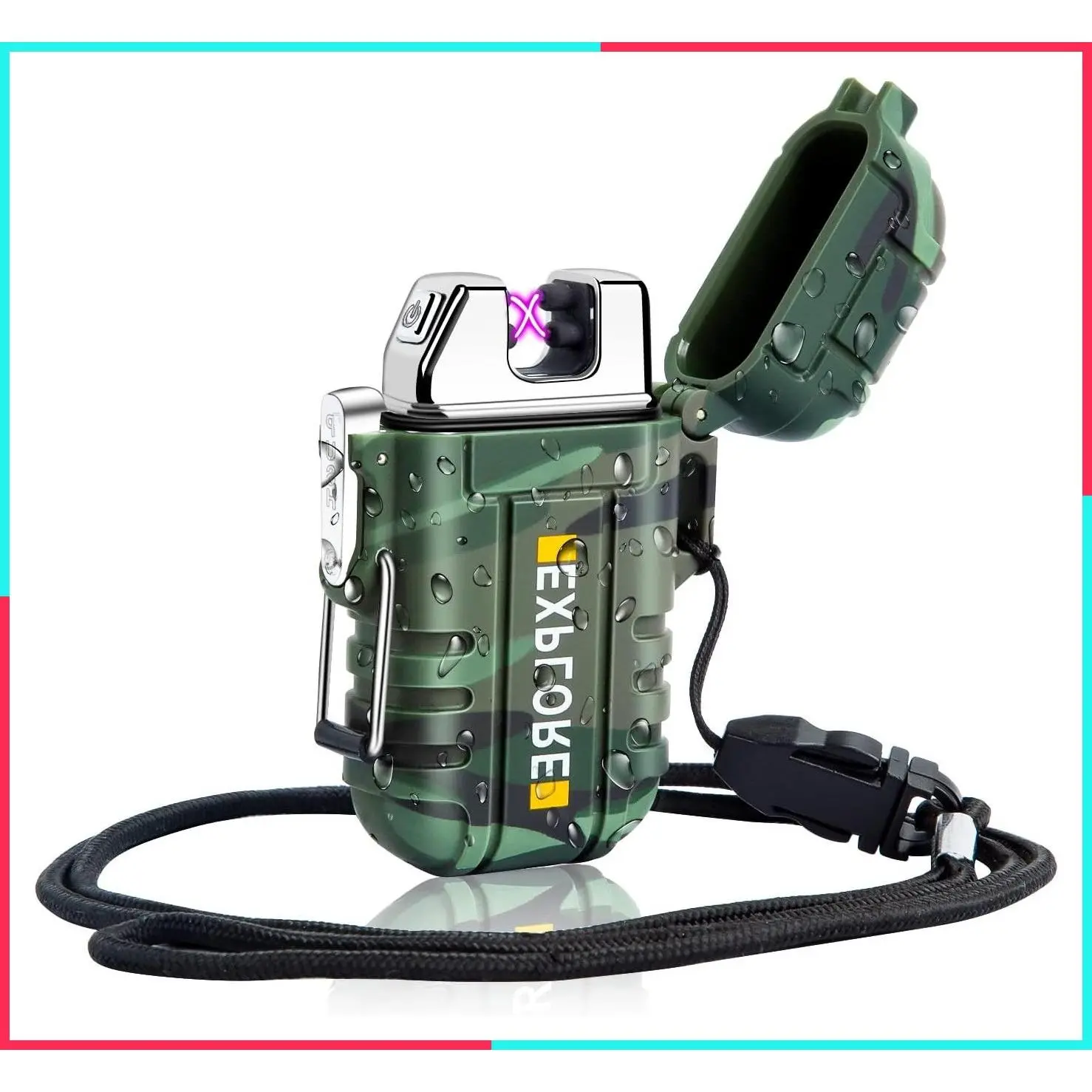 Electric Dual Arc Lighter USB Rechargeable Windproof Waterproof Lighter for Camping Hiking Hunting Tactical Survival Gear Gifts for Men Fathers