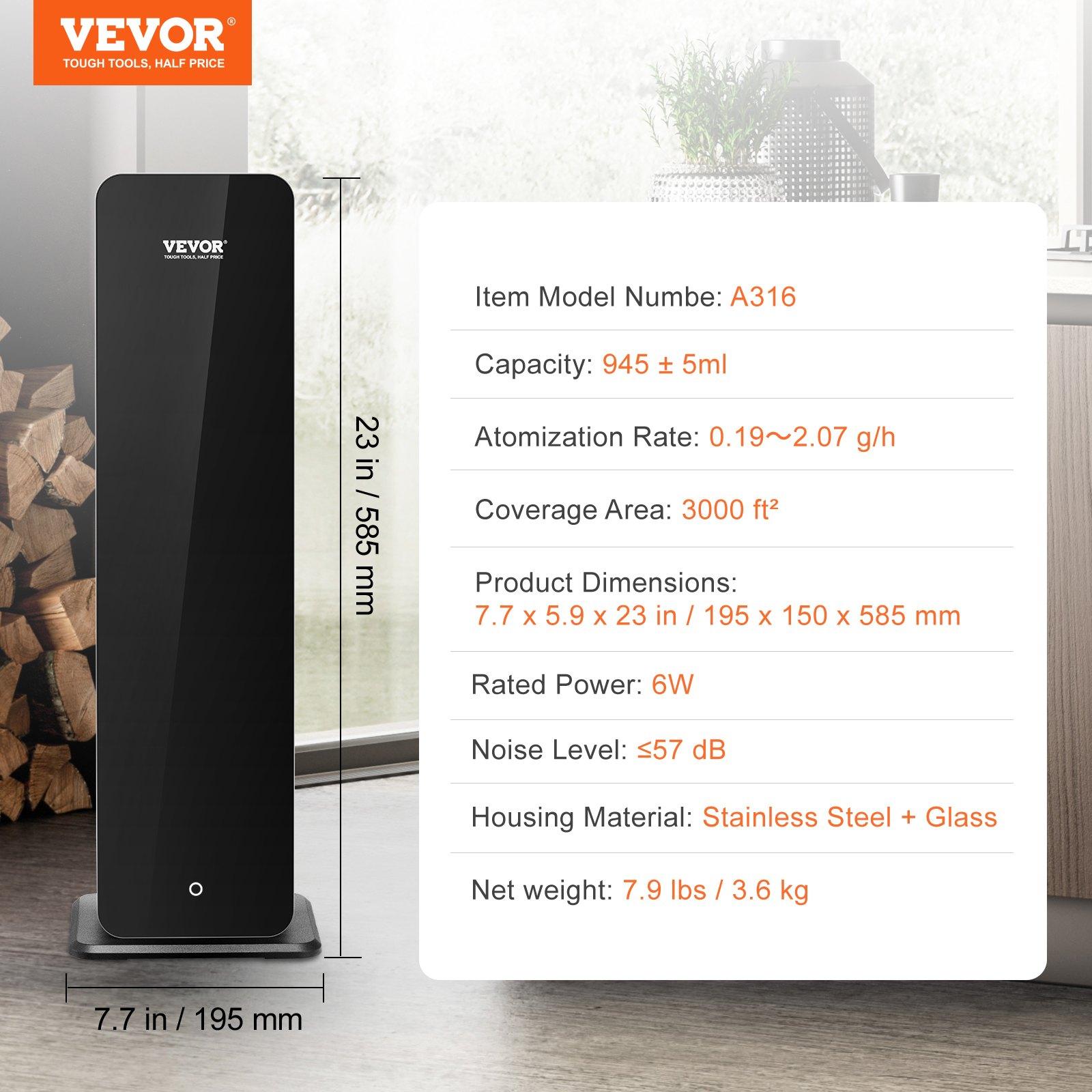 VEVOR Scent Air Machine for Home, 950ml Bluetooth Smart Cold Air Diffuser, 3000sq.ft Waterless Essential Oil Scent Air Diffuser, Floor Standing Aromatherapy Machine for Large Room, Office, Hotel