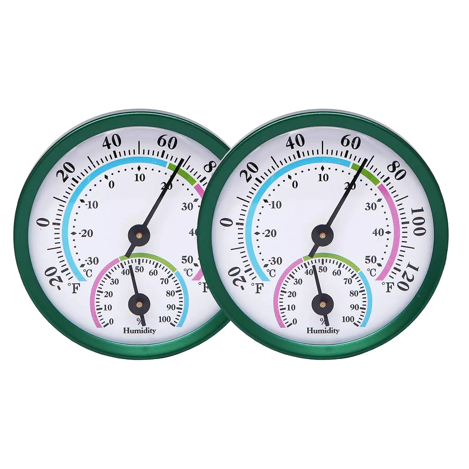 Mini Indoor Thermometer Hygrometer Analog 2 in 1 Temperature Humidity  Gauge for , Room, Outdoor, Offices, Display Mechanical (No  Needed) (Green-2 Pack, Green-2 Pack)