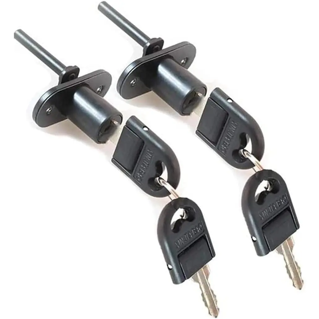 2 count Drawer Lock Cabinet Locks with , Zinc Alloy Desk Locks File Cabinet Lock for Furniture Locker , Locking Rod Length 40mm, Cylinder Diameter 16mm (Black, Keyed Different)