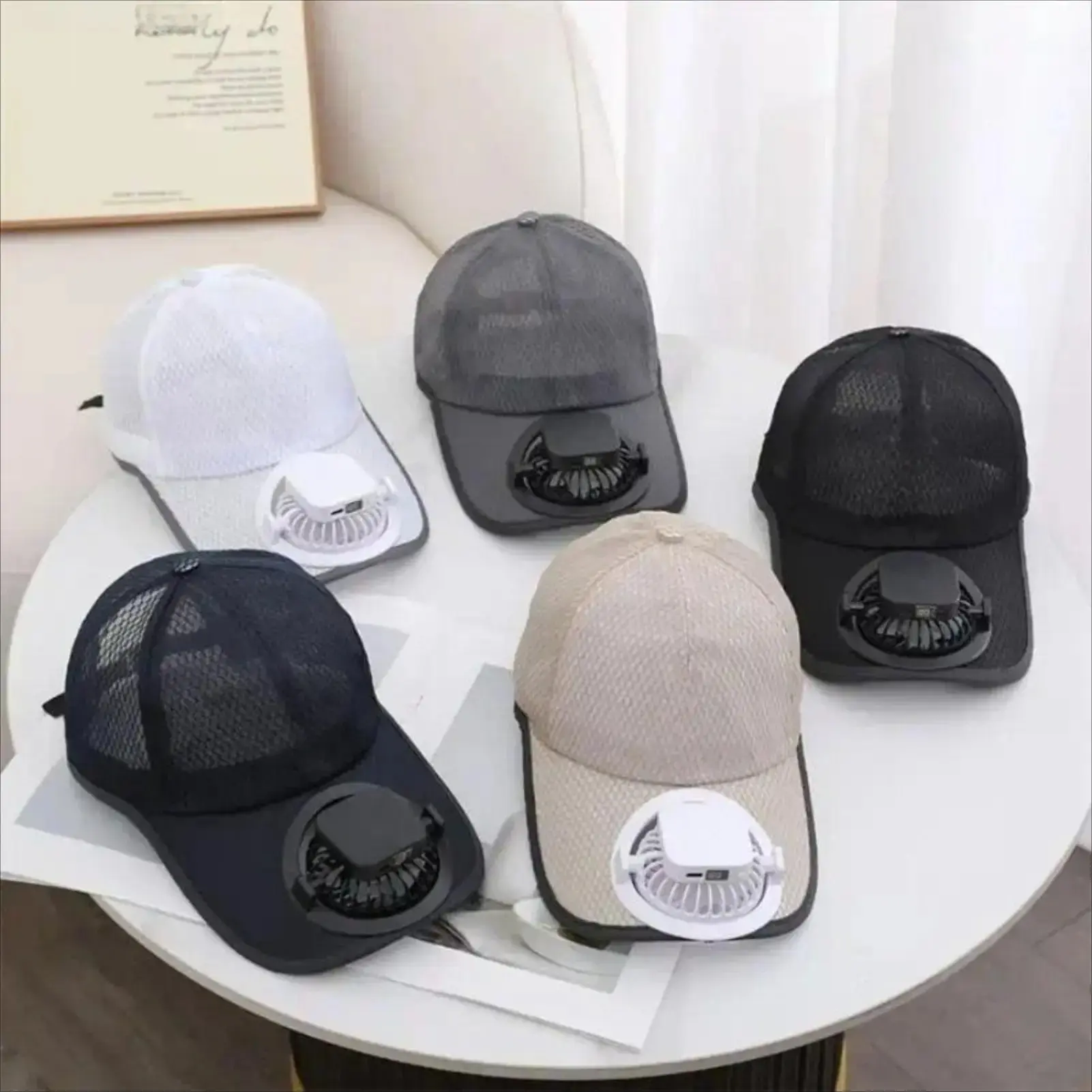 Women’s Korean-Style Anti-UV Adjustable Baseball Cap – Unisex Cotton Sun Hat with Built-in USB Rechargeable Fan, Breathable Outdoor Travel & Beach Headwear for Cooling Sun Protection